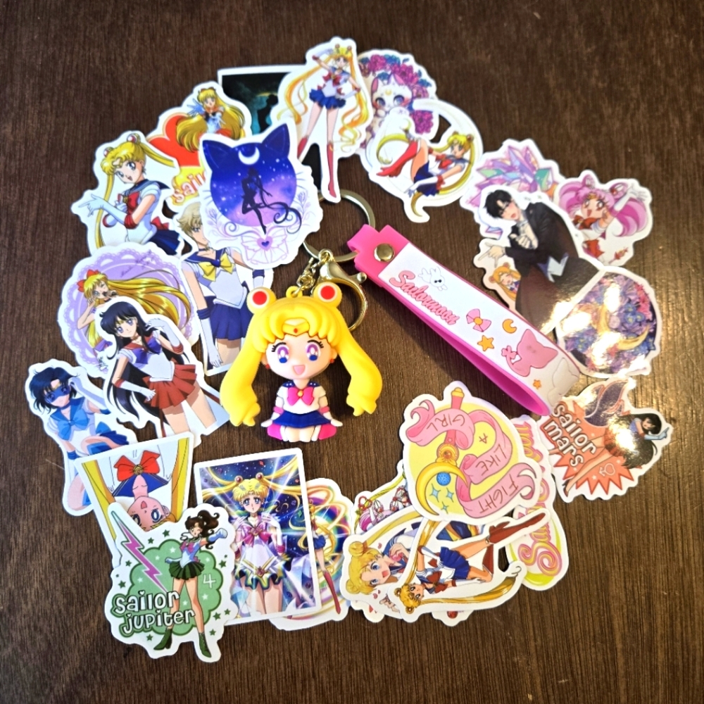 5 for $25 Sailor Moon Keychain and Sticker Lot Anime Animated Cartoon Mars